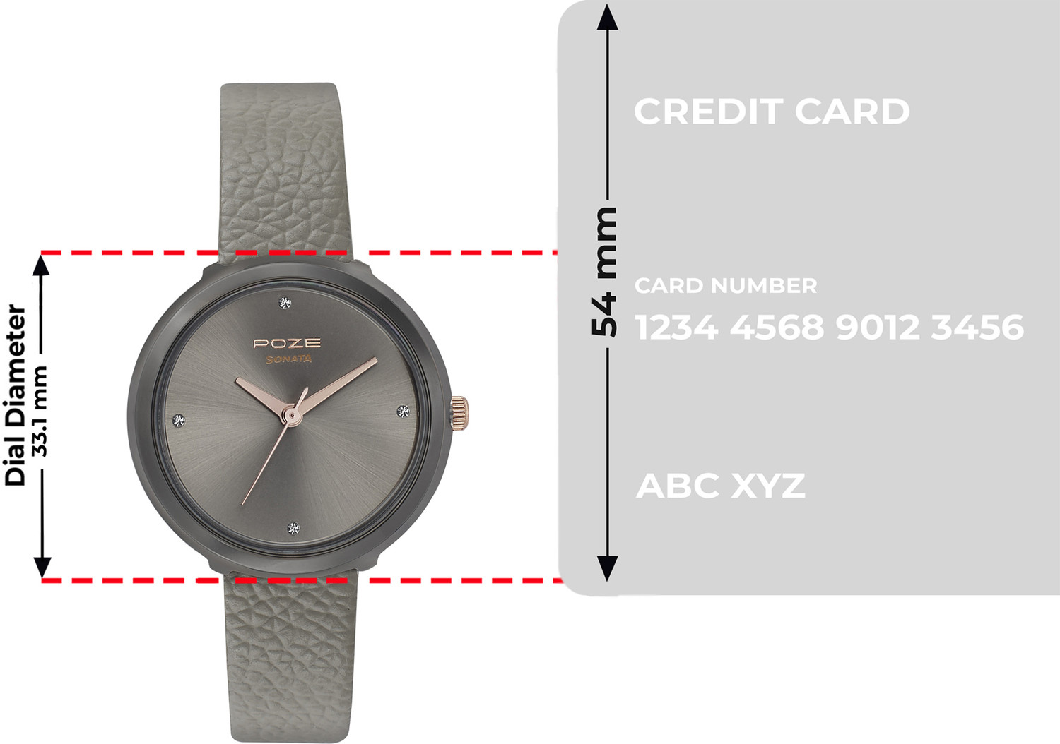 Image of SONATA Poze Grey Dail Grey Strap Analog Watch - For Women