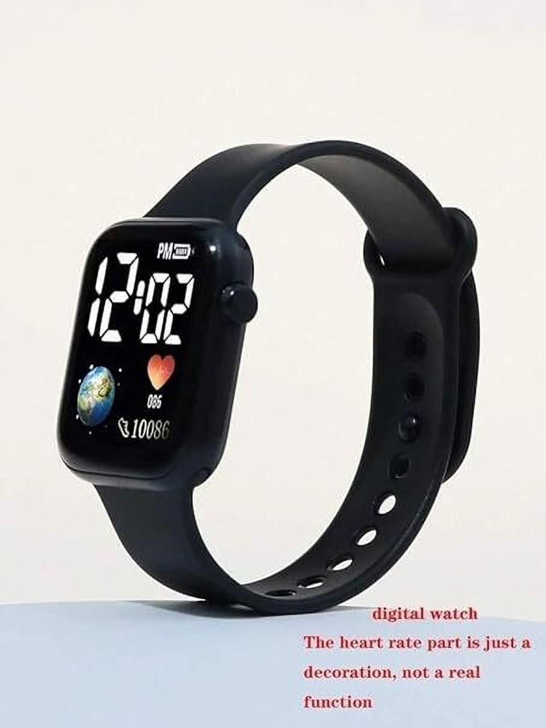 Image of CERO EARTH-BLACK-LED Luminous LED Display Fashionable Children Kids Square Silicon Strap Digital Watch - For Boys & Girls