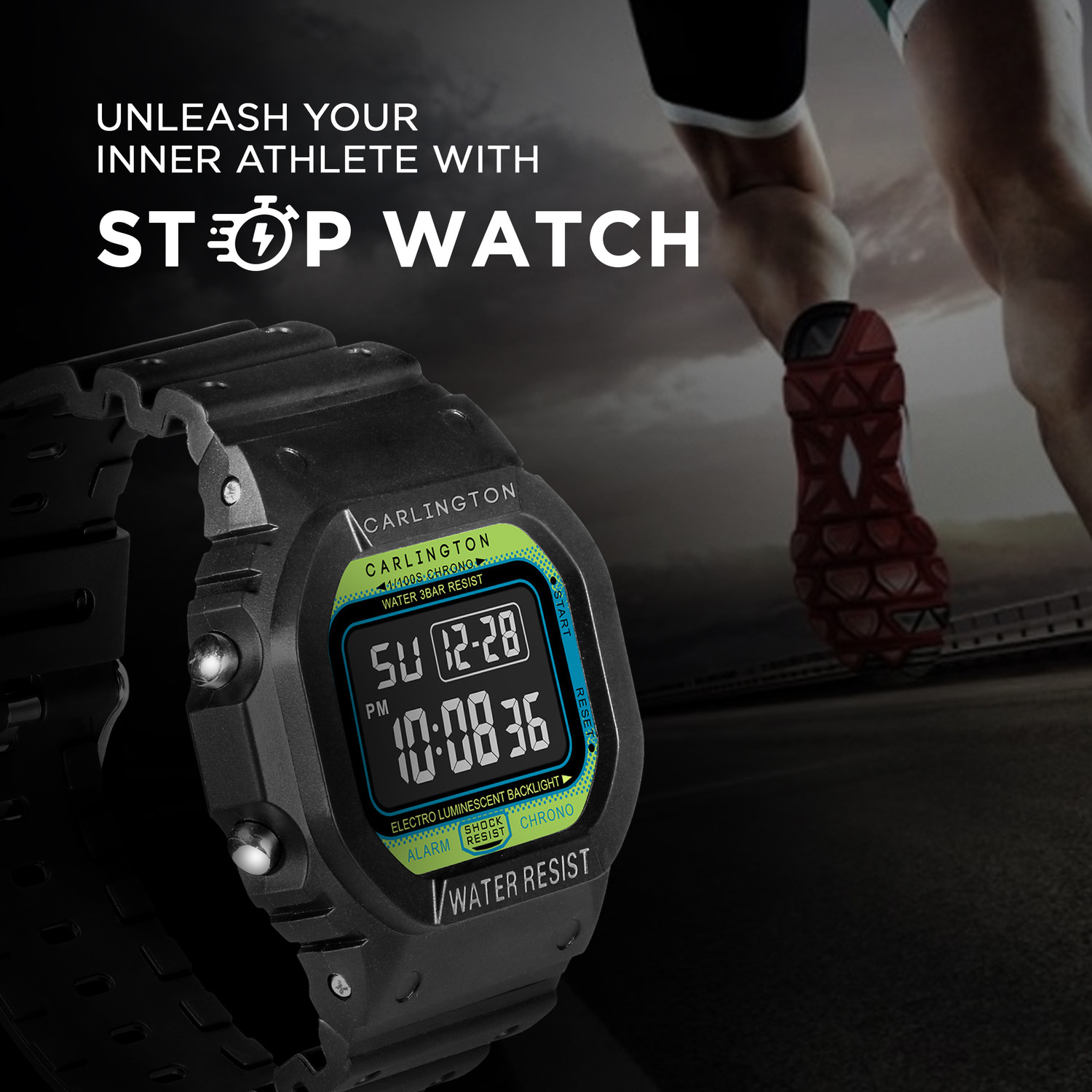 Image of Carlington Endurance 1801 Green Endurance Series Digital Watch - For Men