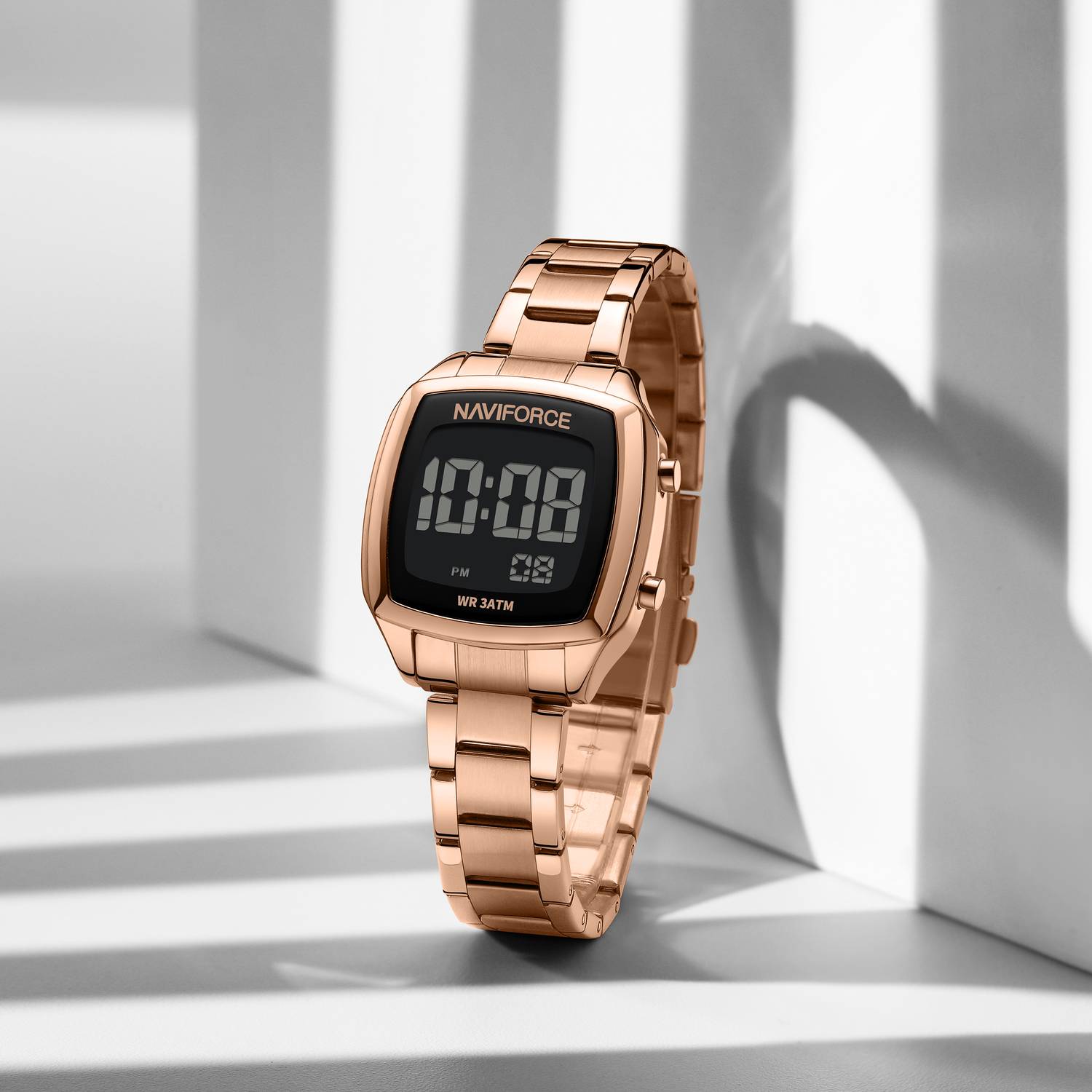 NAVIFORCE NF5047 Rosegold Versatile Trendy Square Digital Watch