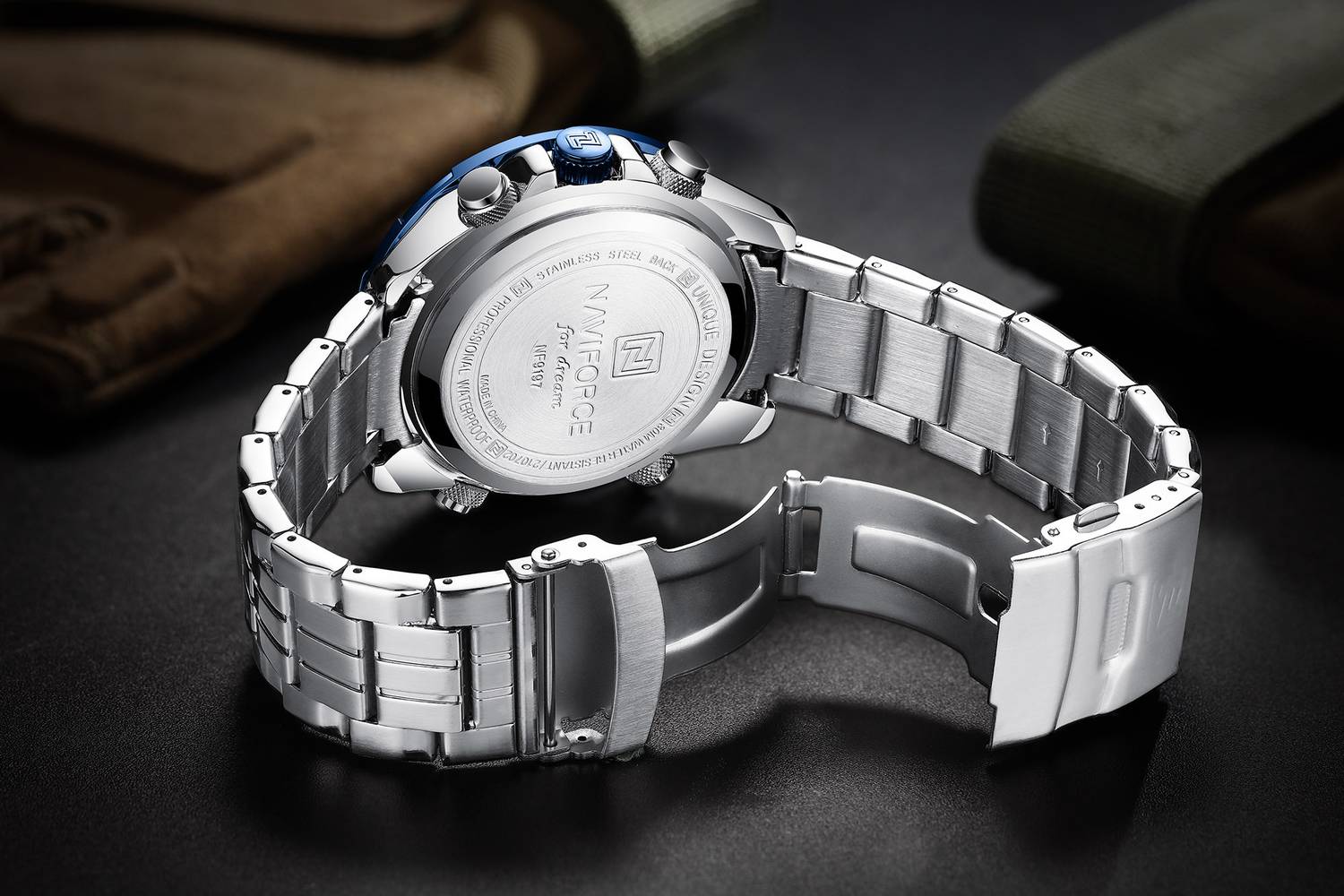 NAVIFORCE Green and Silver Analog-Digital Watch - Image 4