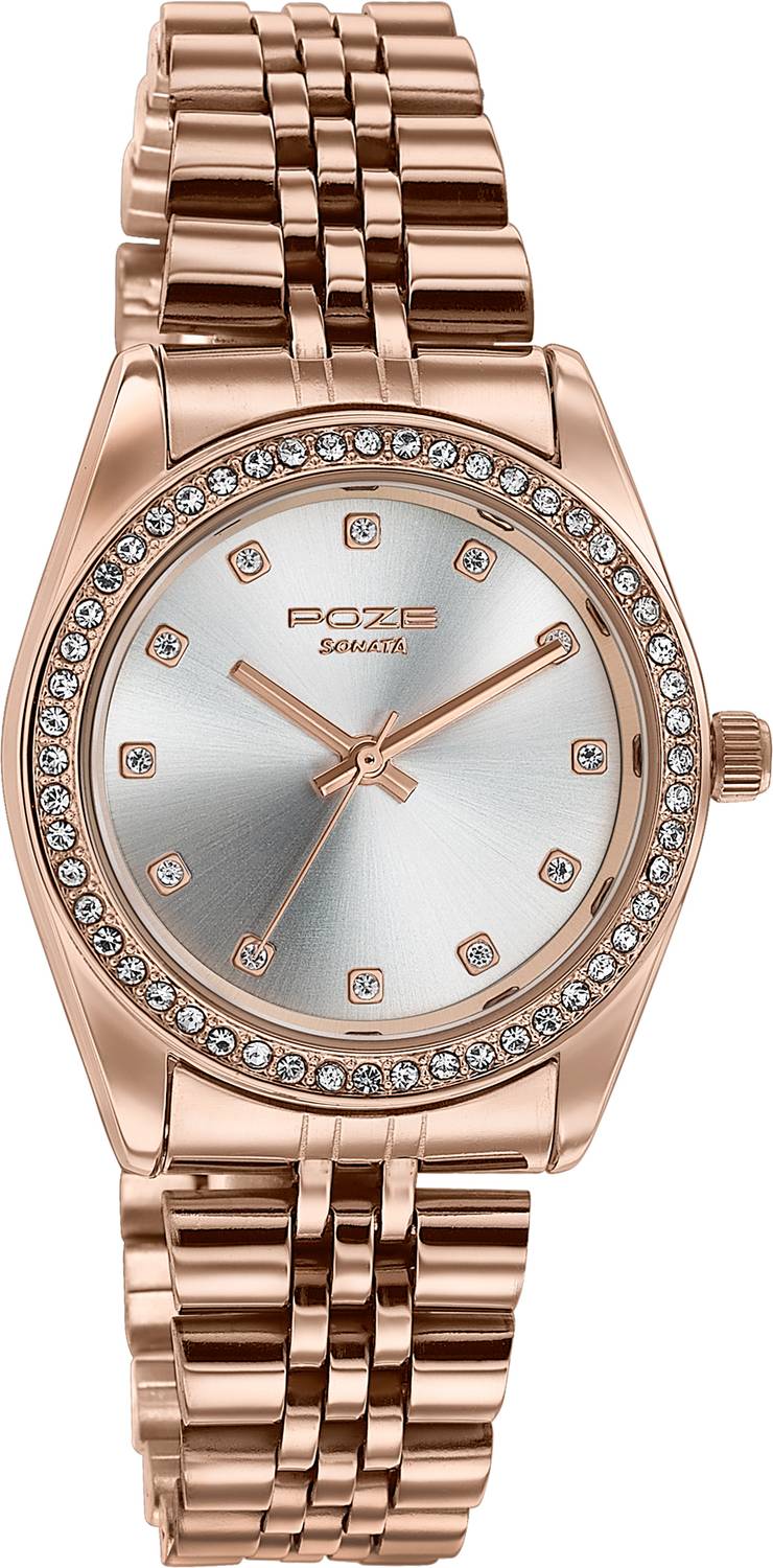 Sonata Poze Golden Hour Quartz Silver Round Dial Women's Watch - Image 3