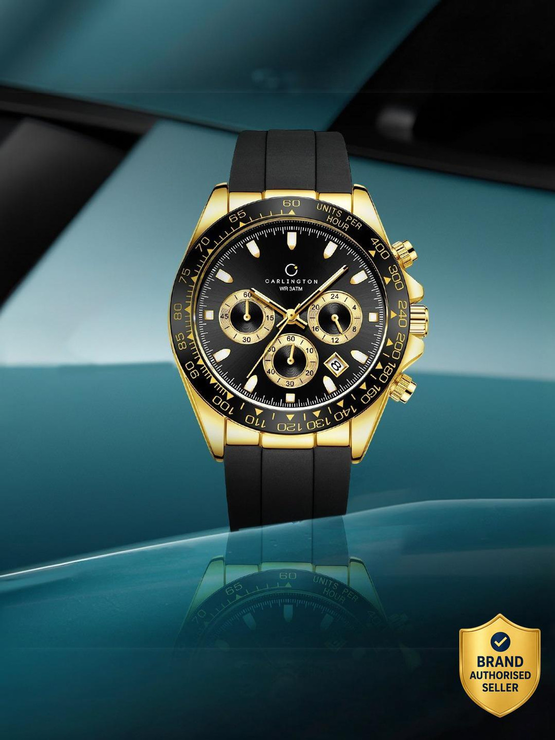 Image of Carlington CT 8054 Golden Black Carlington Nitro Series Premium Gents Wrist Watch Analog Watch - For Men