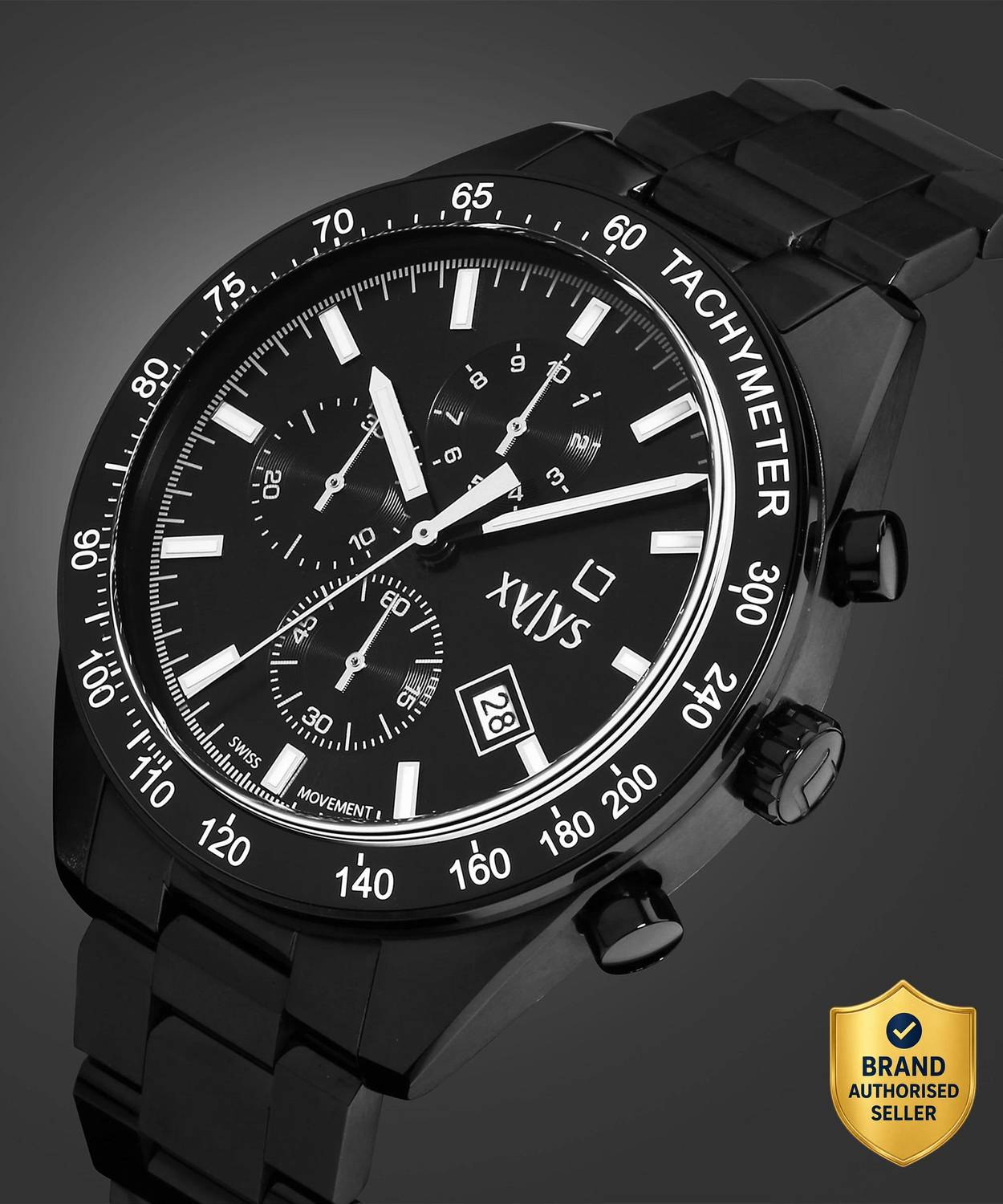 XYLYS Xylys SwiSS Chronograph Black Dial Black SS Strap Analog