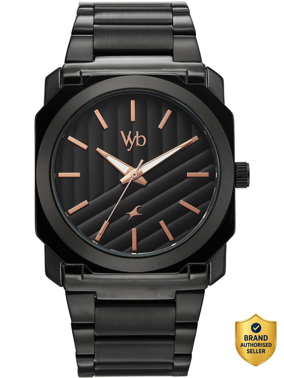 Image of Fastrack Vyb Challenger Fastrack Vyb Challenger Quartz Black Dial Black Stainless Steel Strap Analog Watch - For Men