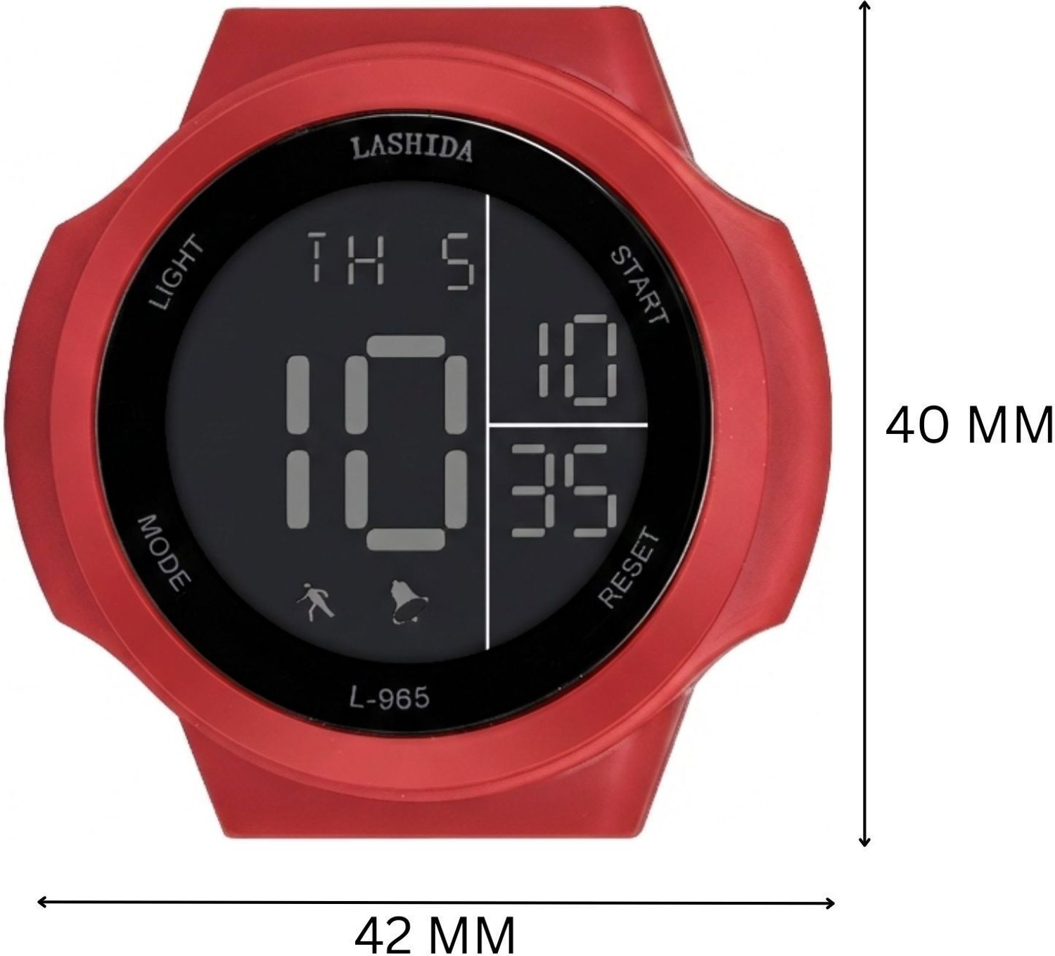Image of luxurit Stylish Crimson Vibe Matte Red with Geometric Display & Comfort-Flex Silicone Strap Digital Watch - For Boys & Girls