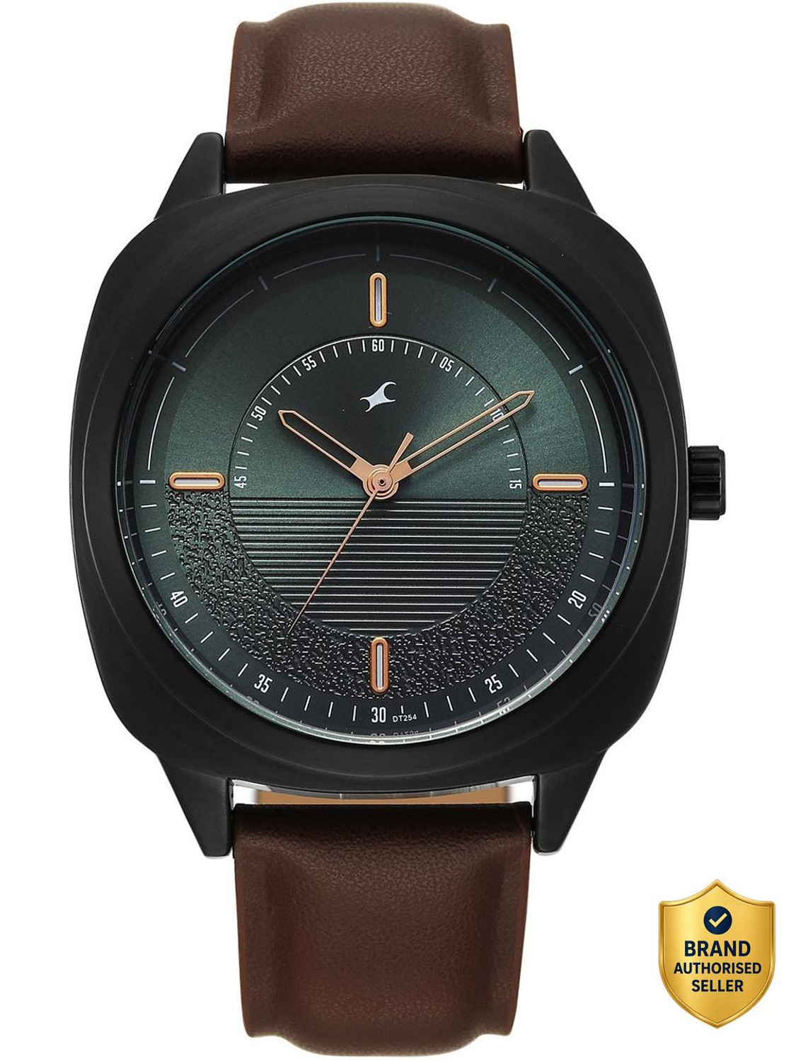 Image of Fastrack Stunners X Fastrack Stunners X Quartz Dark Green Dial Brown Leather Strap Analog Watch - For Men
