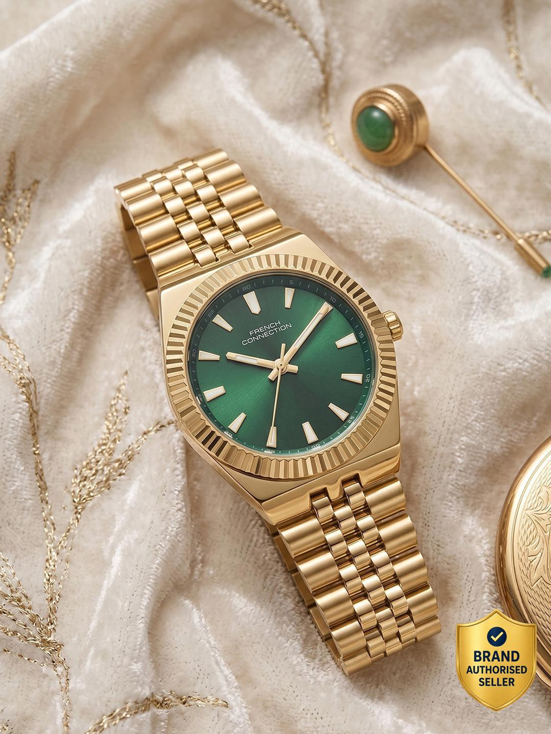 Image of French Connection FCN0212GM French Connection | 3 Hands | Green Dial | Stainless Steel Strap | FCN0212GM Analog Watch - For Women