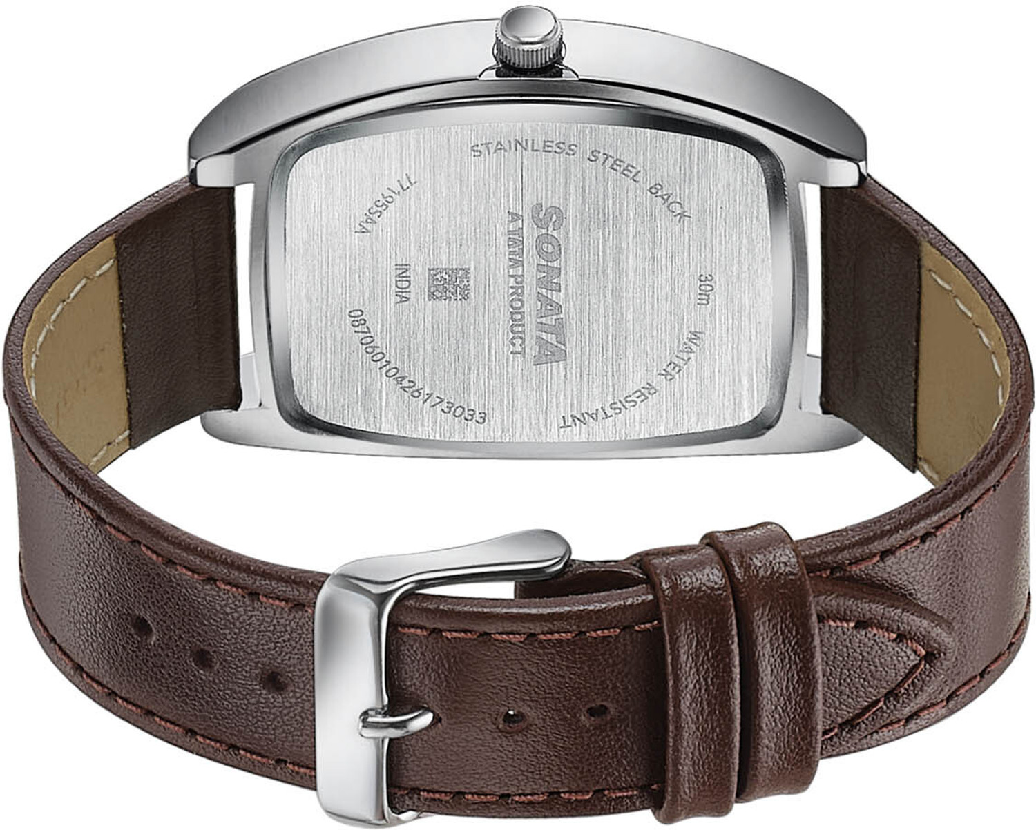 Image of SONATA Ascent Ascent Quartz Off white Dial Brown Leather Strap Analog Watch - For Men