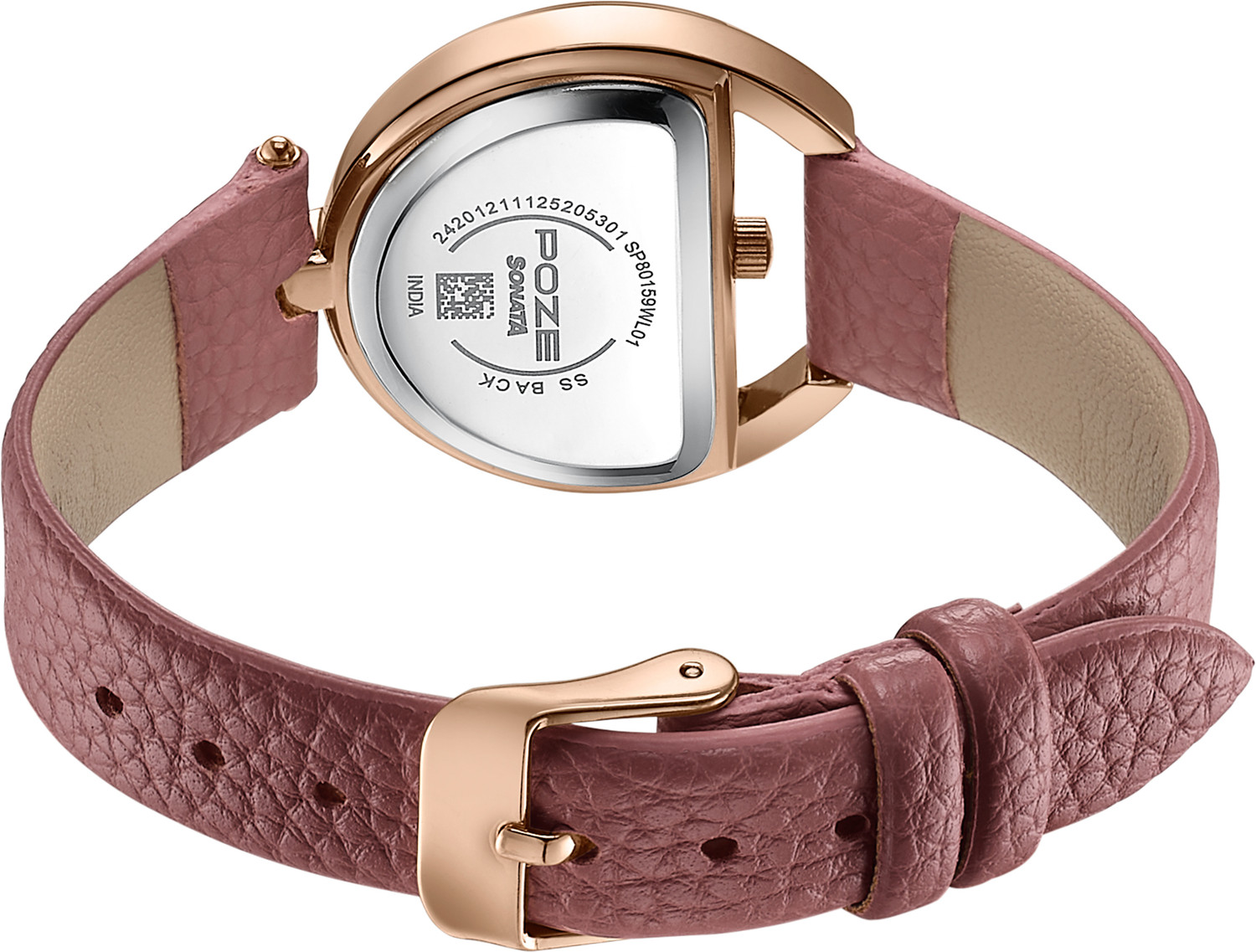 Image of SONATA Poze 8 Sonata Poze 8 Quartz Pink Dial Pink PU Leather Strap Analog Watch - For Women