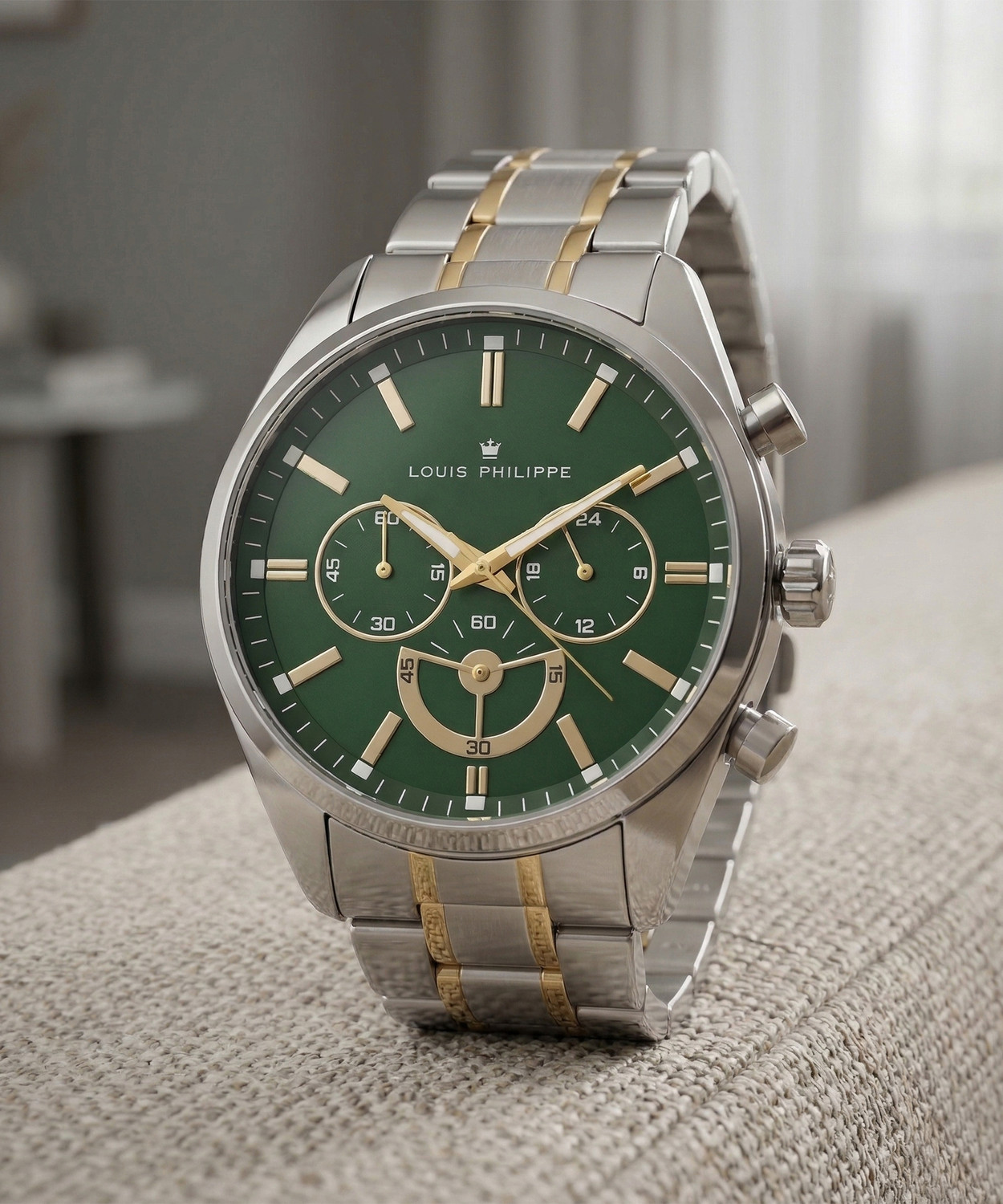 Image of Louis Philippe Chronograph, Green Dial Analog Watch - For Men
