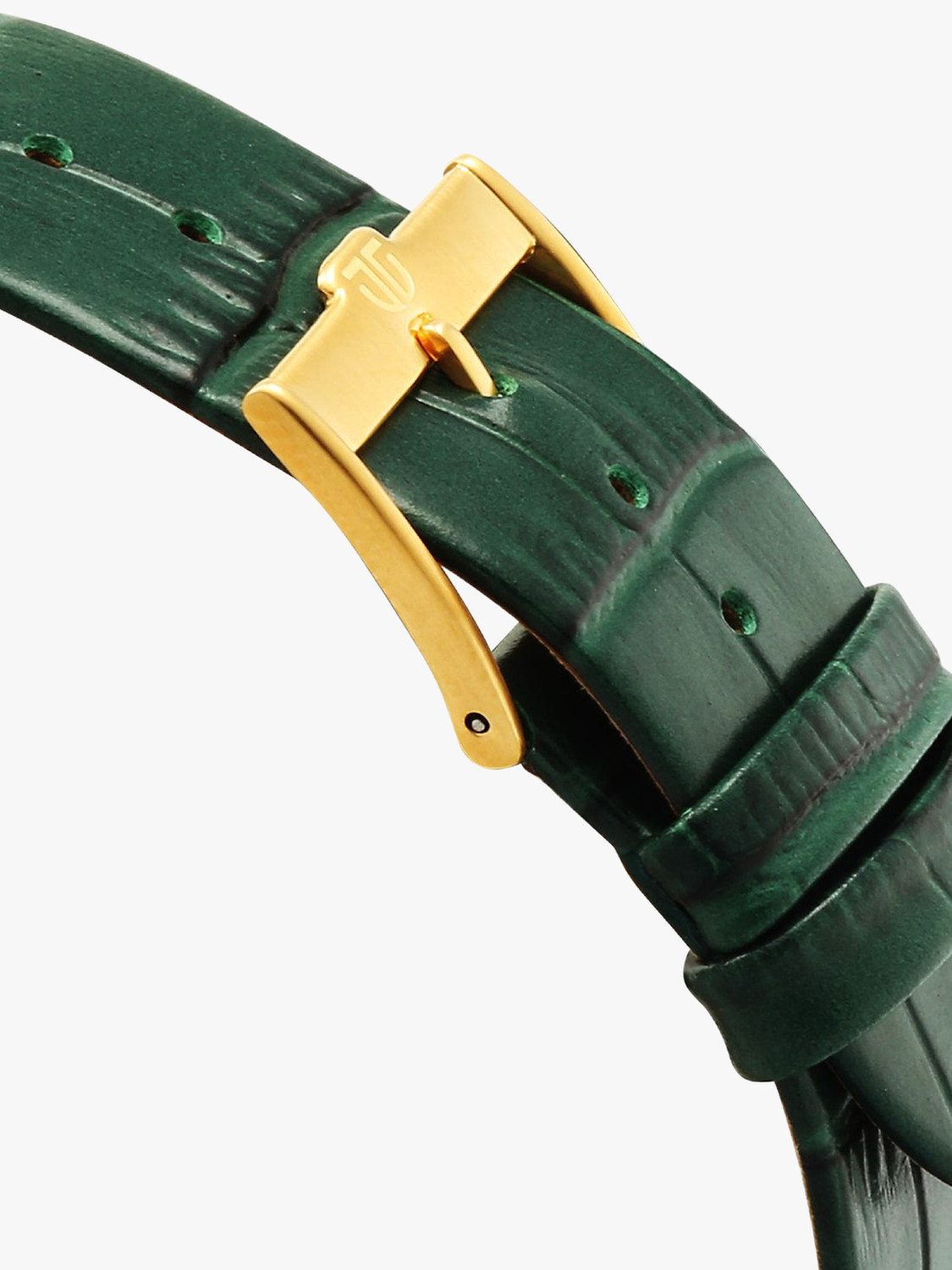 Image of Titan Edge Monture Titan Edge Monture Quartz Green Dial Gold Leather Strap Analog Watch - For Men