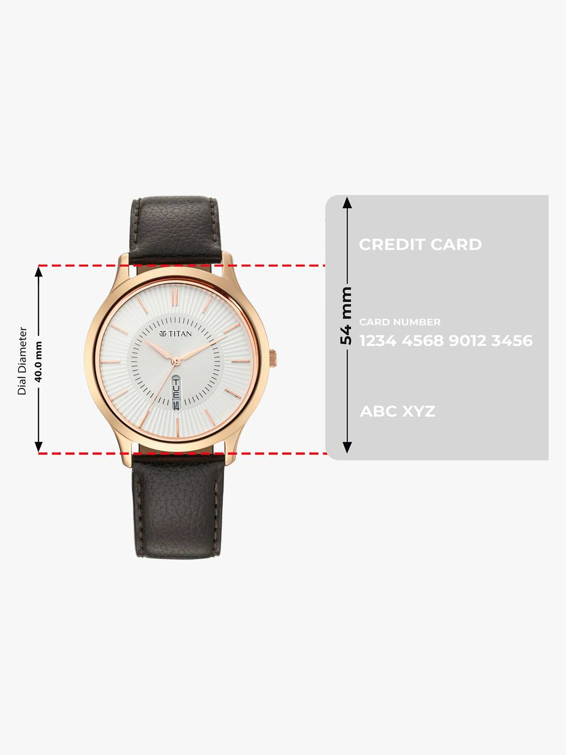Titan Lagan Day & Date White Dial Brown Leather Strap Watch - Image 4