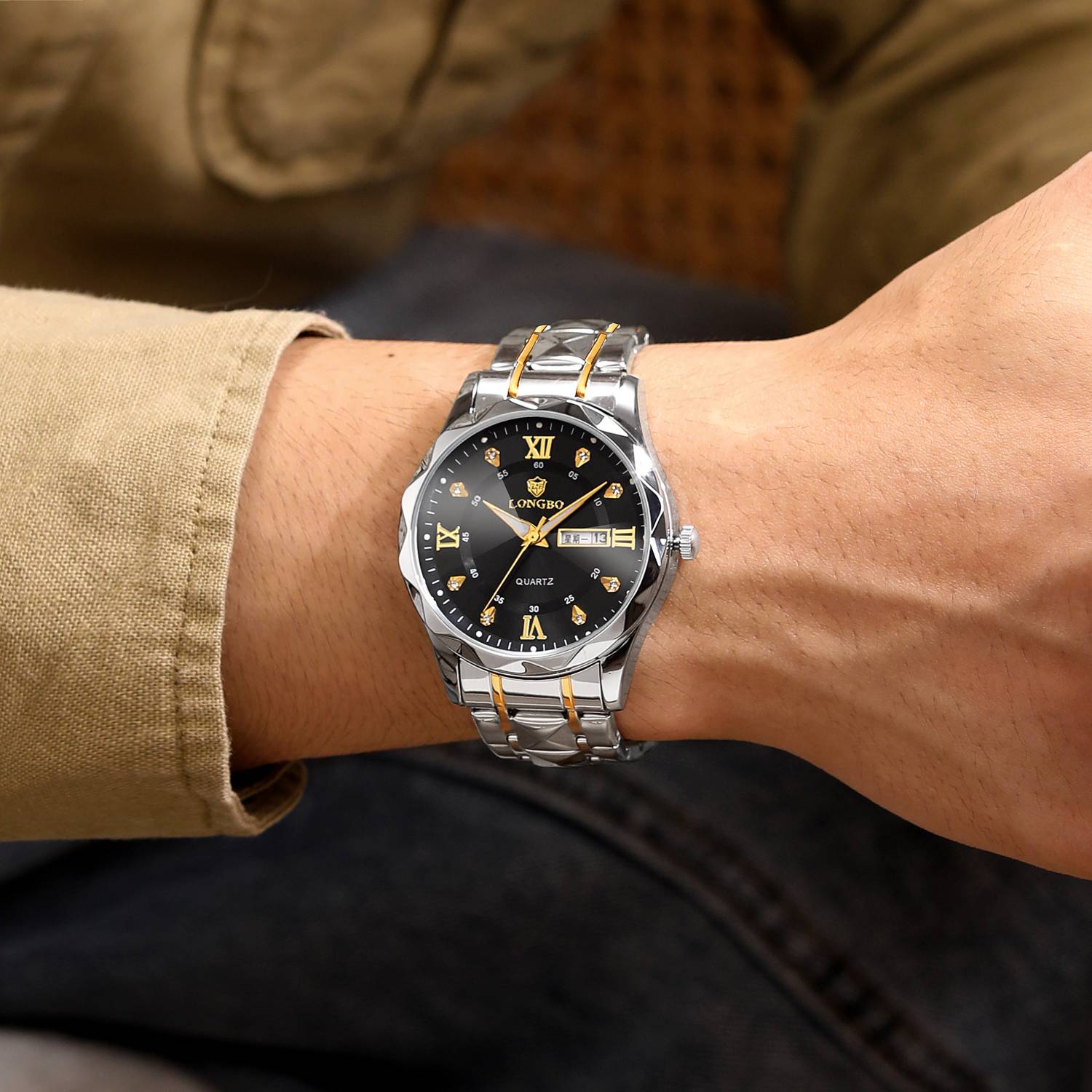 Longbo Zenith Diamond Analog Watch for Men - Image 3