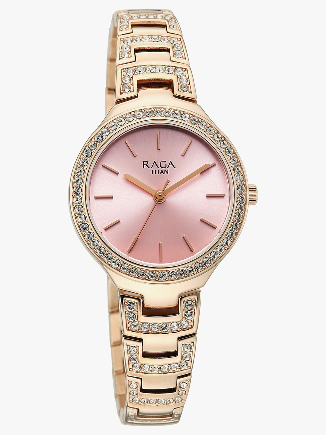 Image of Titan Raga Spotlight Titan Raga Spotlight Quartz Pink Dial Rose Gold Brass Strap Analog Watch - For Women