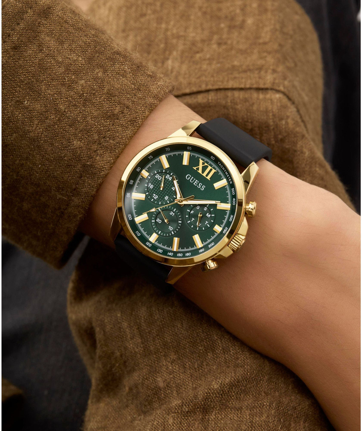Image of GUESS GW0913G4 Walker Green Round Dial Analog Watch - For Men