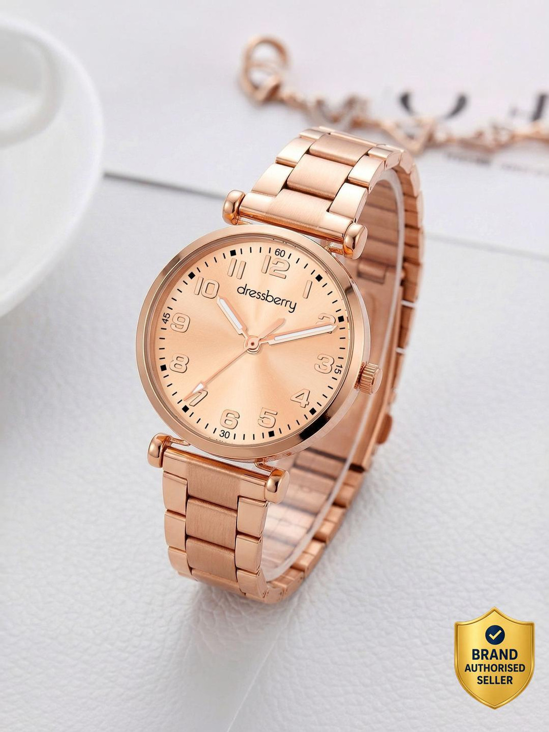 Image of Dressberry 801 Rose Gold Dial For women 801 New Designer Rose Gold Dial with Linked Chain Watch Analog Watch - For Women