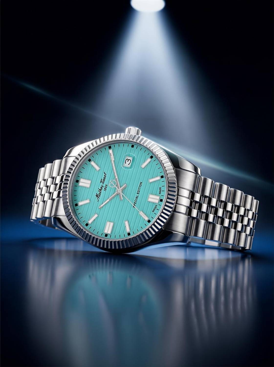 Mathey-Tissot Mathy III Swiss Made Special Edition Quartz Blue Dial Analog Watch  - For Men