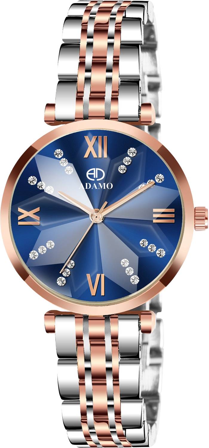 ADAMO 888KKM05 ADAMO Desinger Stainless Steel Analog Round Diamond Studded Dial Women & Girls Analog Watch - For Women