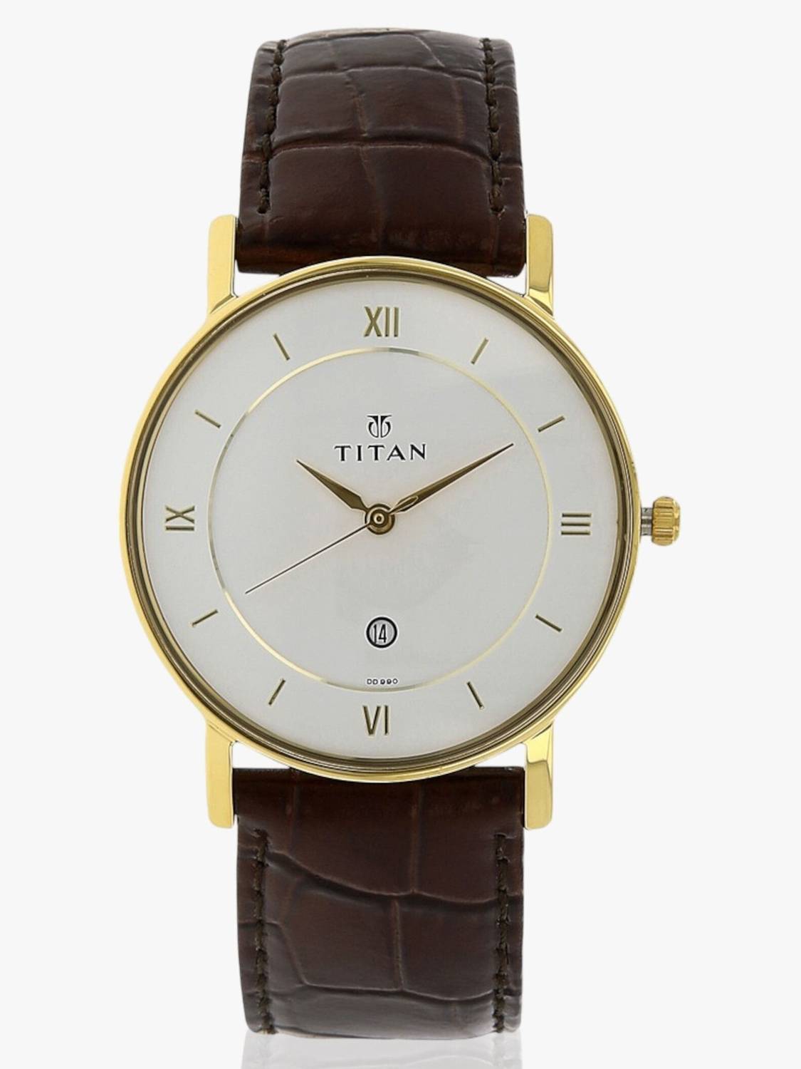 Titan NQ9162YL01 Men's White Dial Brown Leather Strap Watch - Image 3