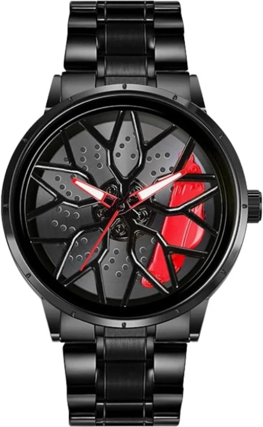Image of RealBuff Car Wheel Watch Car Wheel Watch - Stainless Steel Quartz Watch with Car Rim Hub Design for Men Analog Watch - For Men