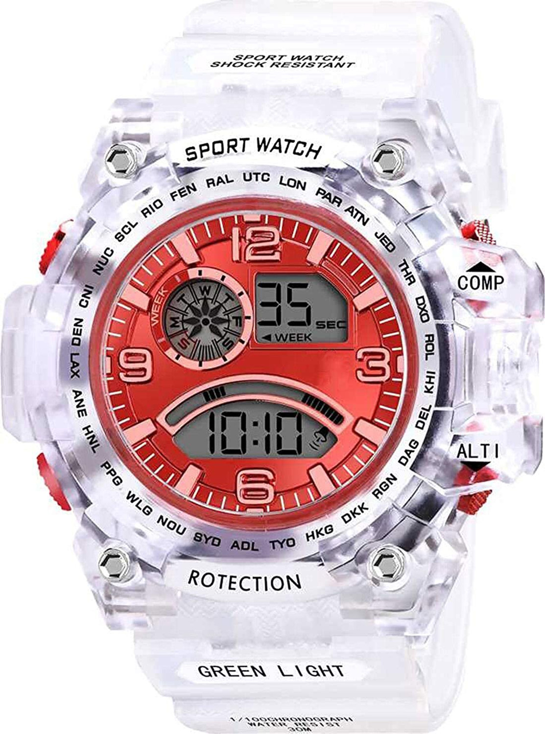 Image of Hench Multi-Functional White Color Dial White Strap Waterproof Digital Sports Watch Digital Watch - For Boys & Girls