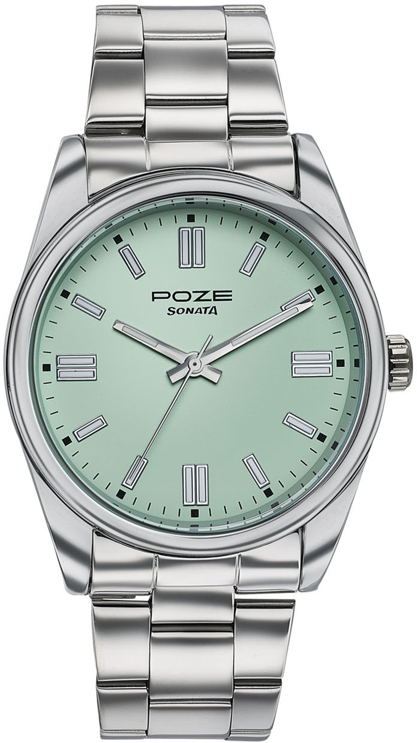 Image of SONATA Poze Drop 9.2 Poze 9 Quartz Lt.Green Dial IPS Sheet Metal Strap Analog Watch - For Men
