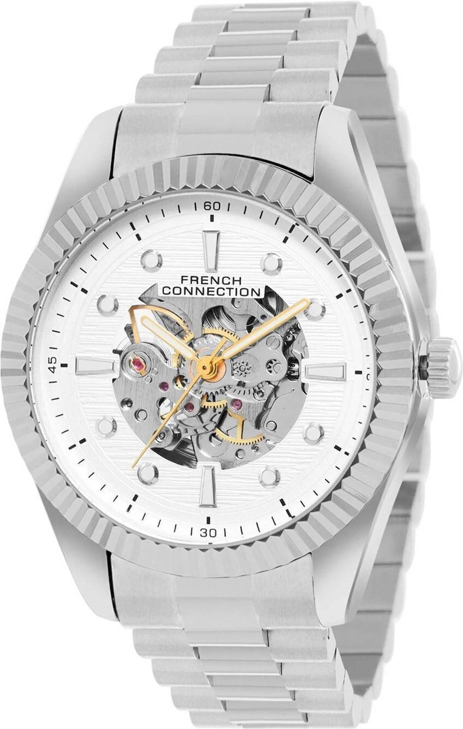 French Connection Men's Silver Textured Automatic Watch - Image 3