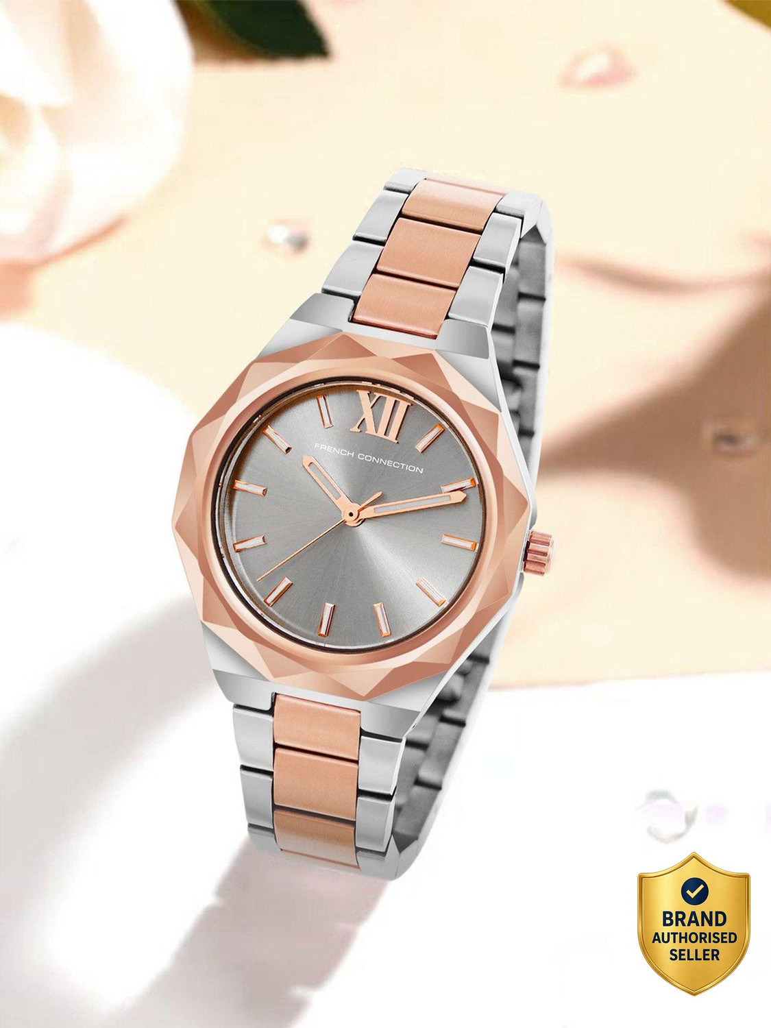 Image of French Connection FCH1RTM Women's Analog Silver Watch | Grey Sunray Dial Analog Watch - For Women