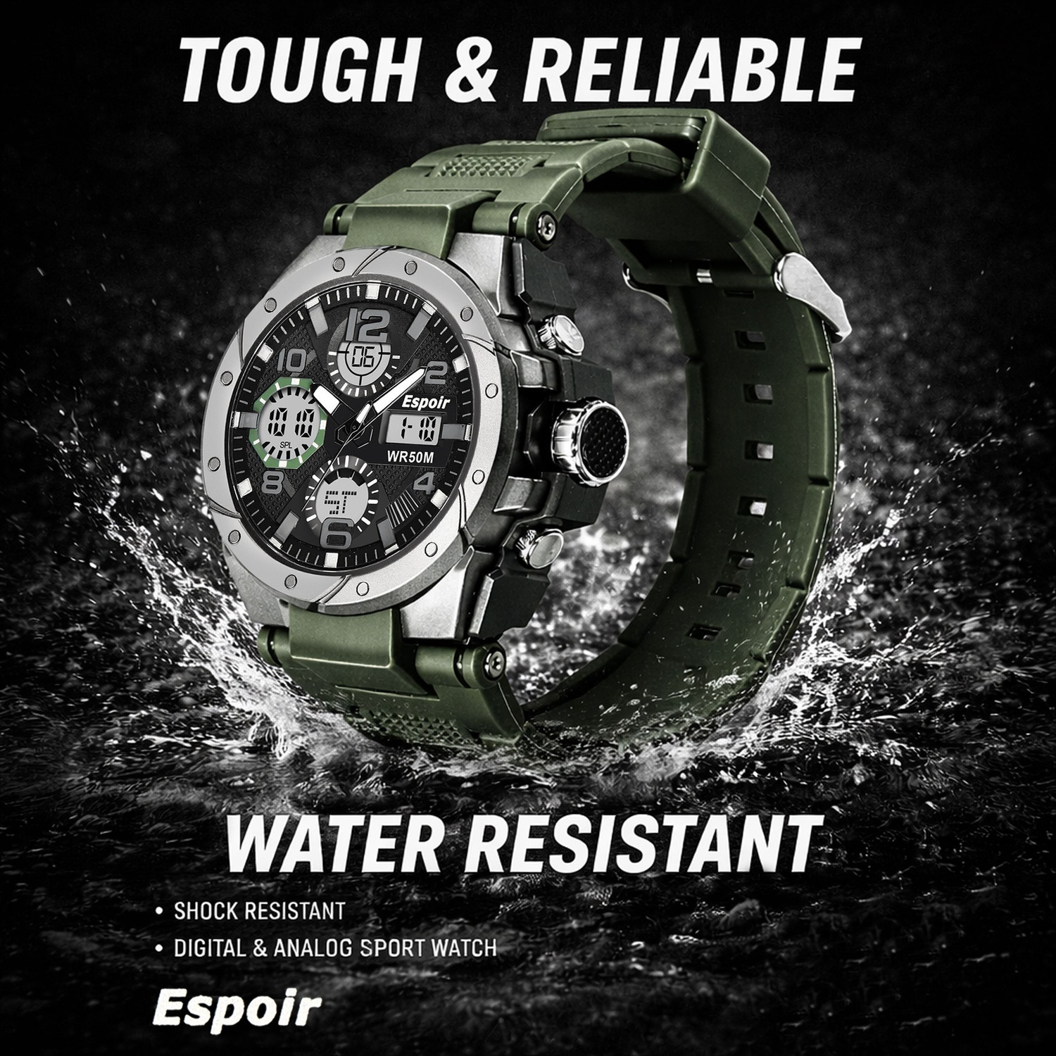 Image of Espoir 9025 Elegant Sports Analog Digital Elegant Sports Analog Digital Water Resistant Analog-Digital Watch - For Men