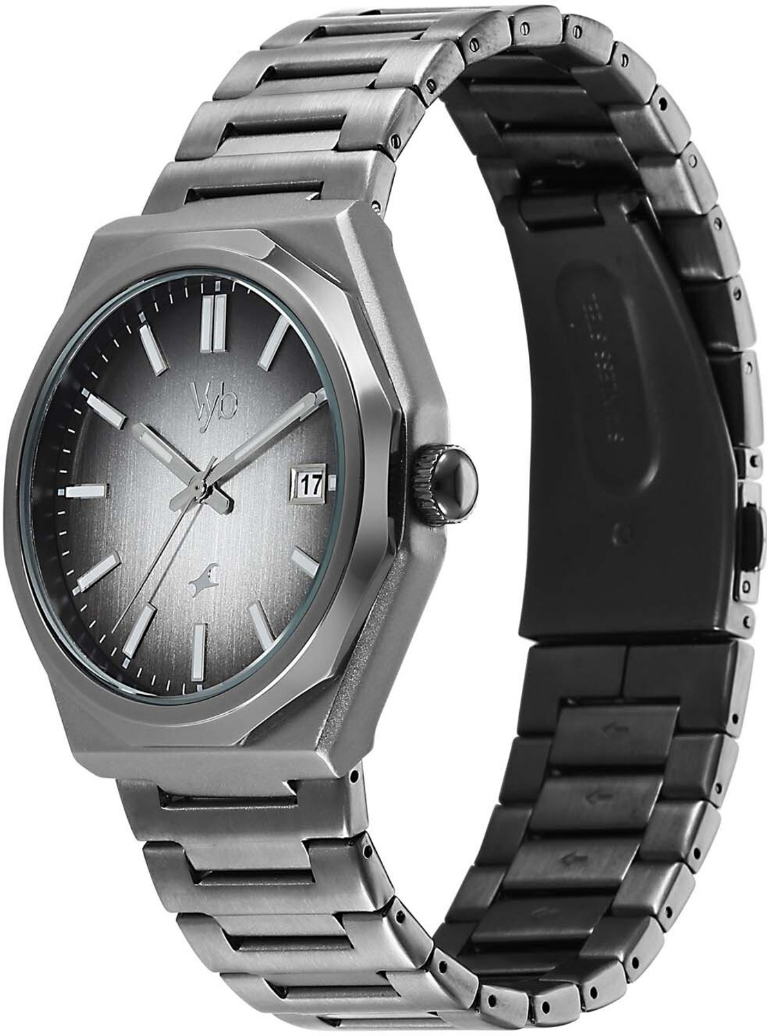 Image of Fastrack Vyb Orion Vyb Orion Date Display Quartz Grey Dial Gun Stainless Steel Strap Analog Watch - For Men