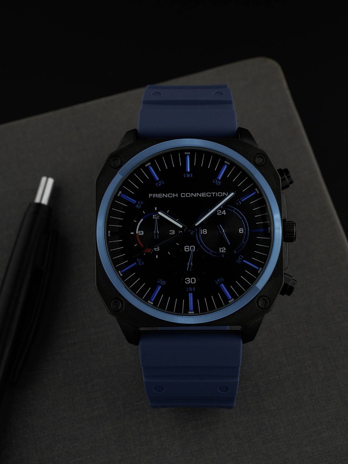 French Connection Valour Black Chronograph Watch - Image 2