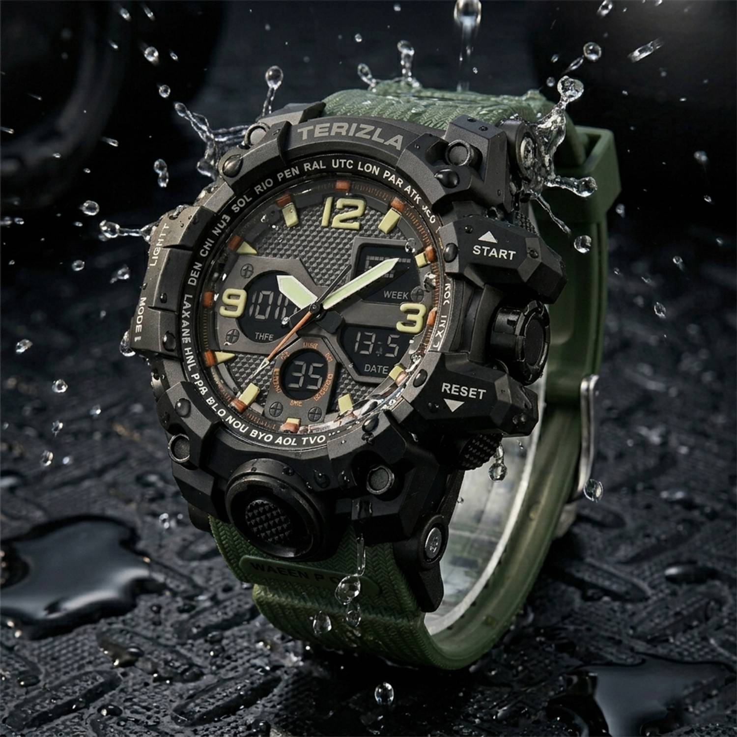 TERIZLA 1327 Sport Green Army Watch - Image 1