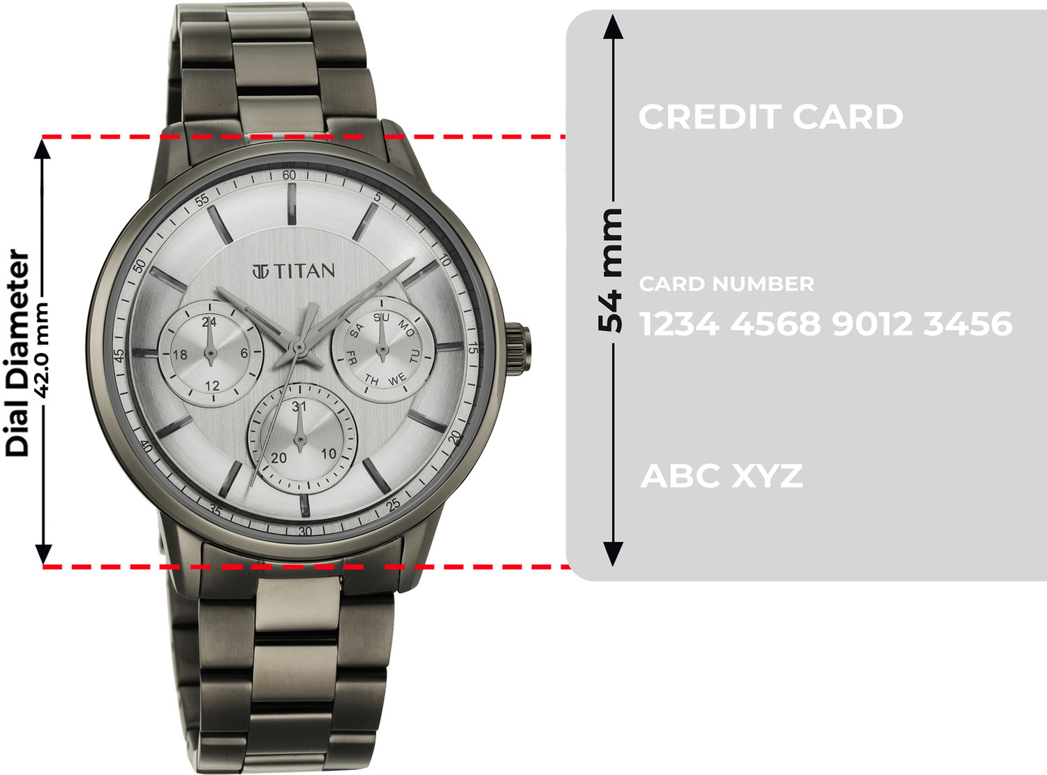 Image of Titan 90133QM01 Titan Urban Magic Multifunction Grey Dial Anthracite SS Strap Analog Watch - For Men