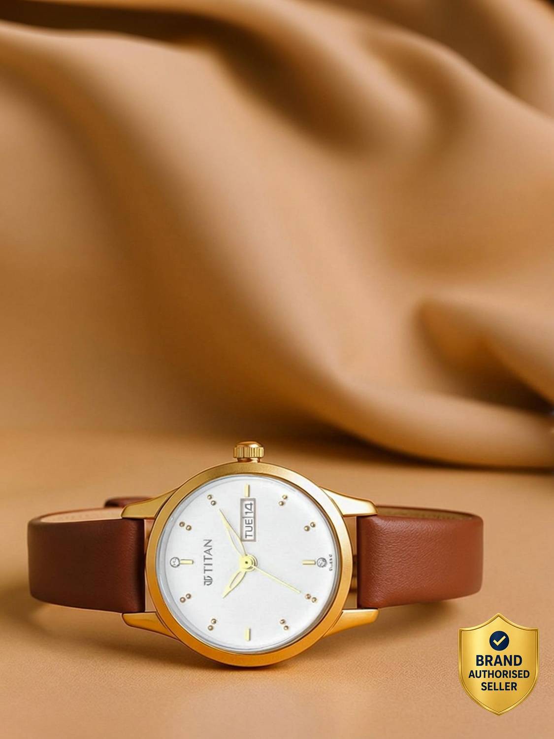 Titan 2656YL01 Titan Lagan With Day & Date White Dial Brown