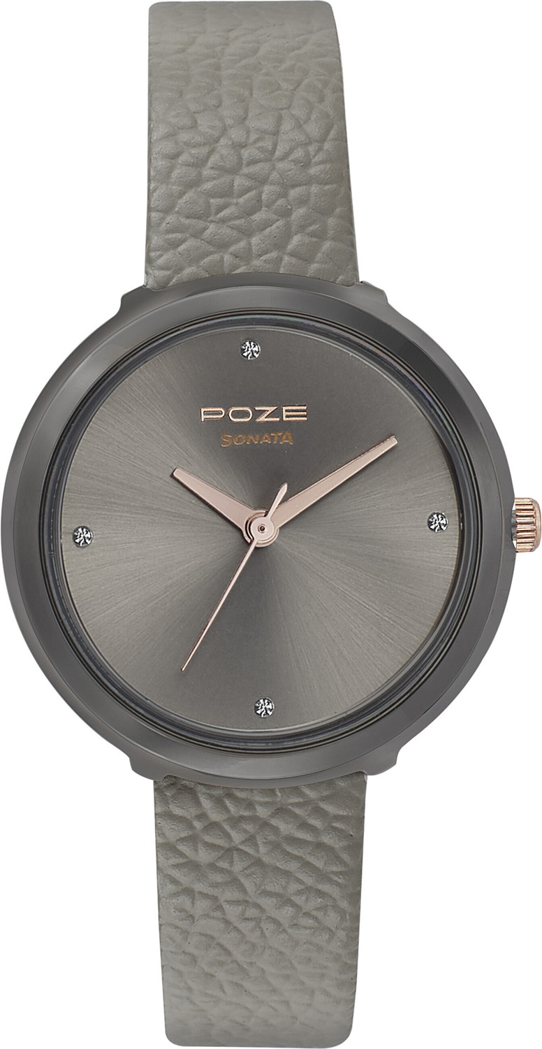 Image of SONATA Poze Grey Dail Grey Strap Analog Watch - For Women