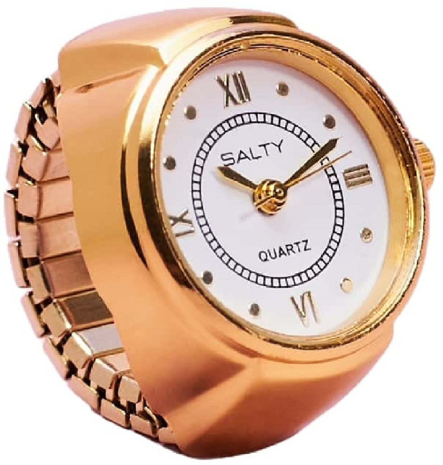 Image of Salty Watch Ring for Women & Girls Gold Ring Watch | Stylish & Stretchable | Finger Ring | Modern Design Analog Watch - For Women