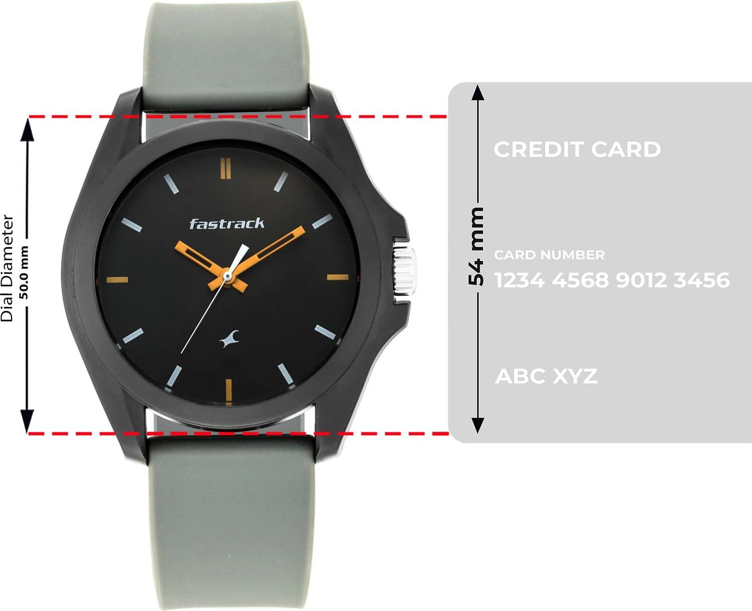 Fastrack 68011PP08 Fastfit Black Dial Grey Silicone Strap Watch - Image 4