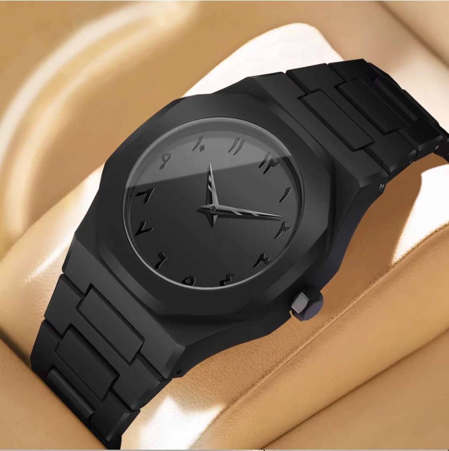 MiniMalist Arabic Numbers Dial All Black Fashion Watch - Image 1