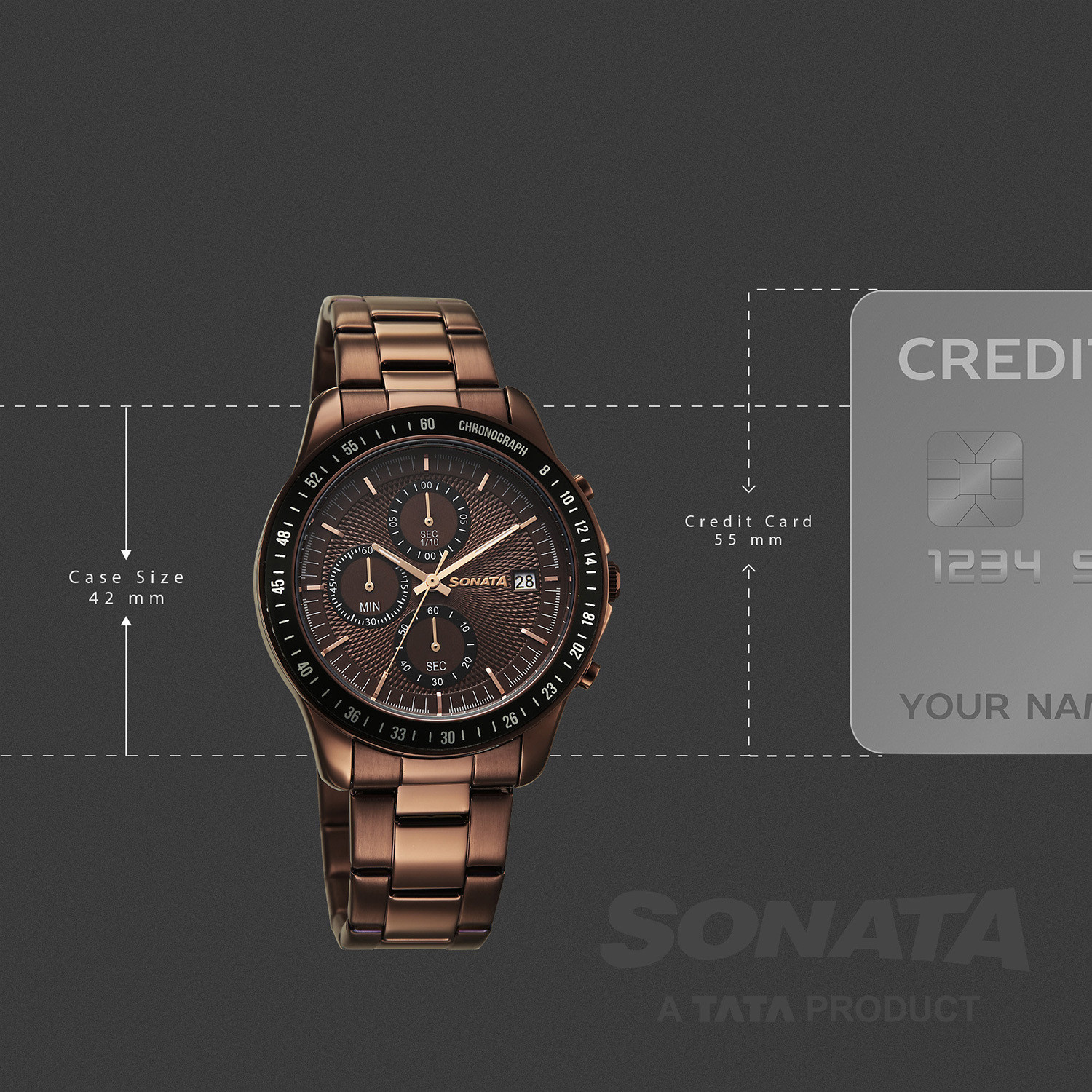 Image of SONATA Chronos Sonata Chronos Quartz Brown Round Dial Men's Watch / Analog Watch - For Men