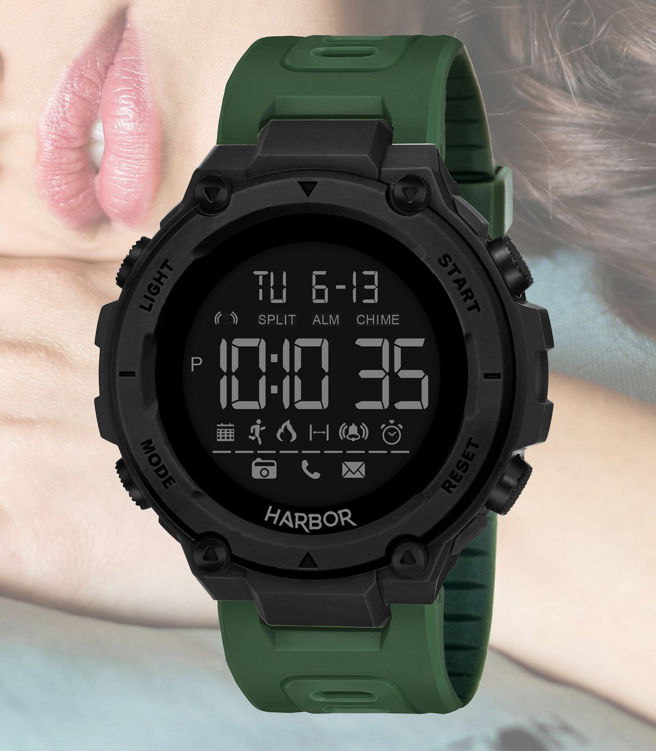 Image of Harbor EF 9098-Green Green Strap Multi Function Digital Sports Watch for Men's Active Routine Digital Watch - For Men