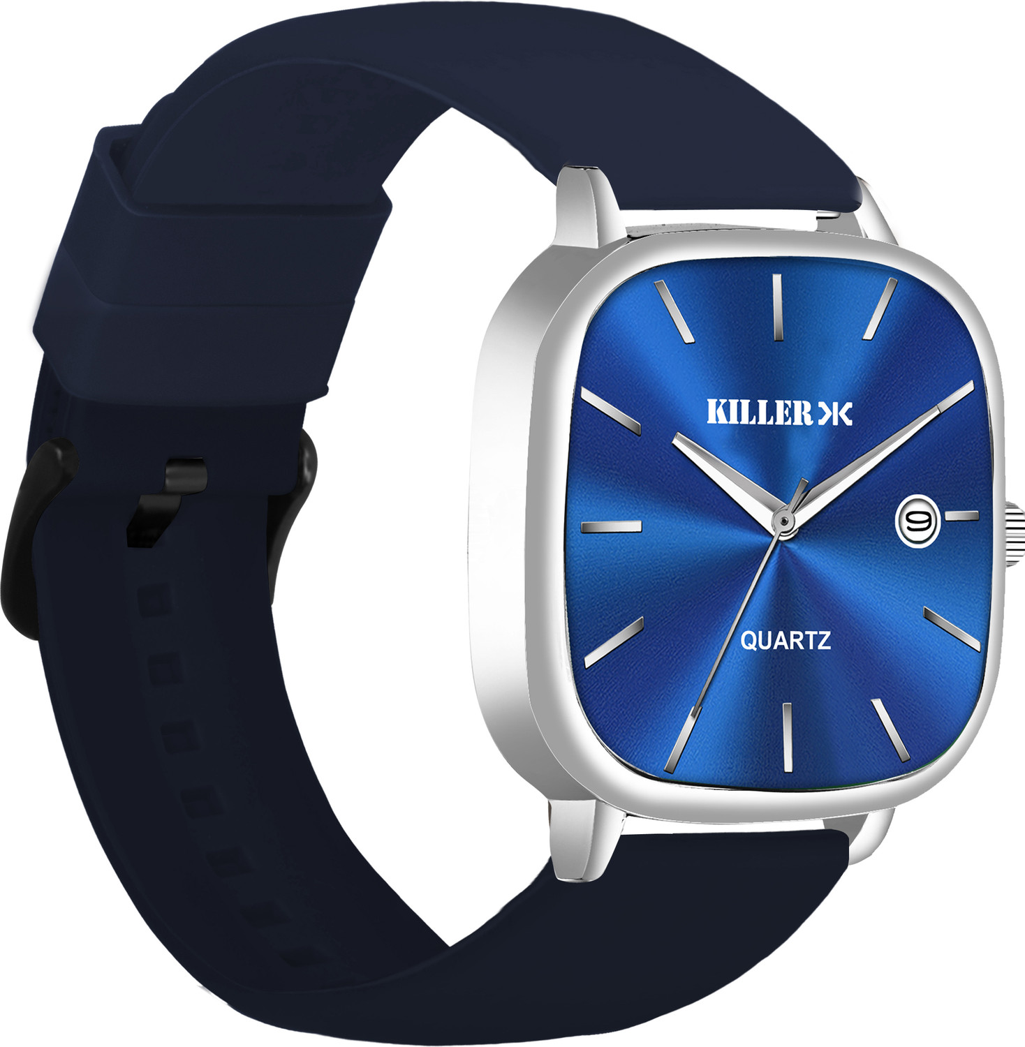 Image of KILLER Slim Square Series | Working Date | Smart Watch Strap | 3D Cut Glass | 1 Year Slim Square Series | Working Date | Smart Watch Strap | 3D Cut Glass | 1 Year Analog Watch - For Men