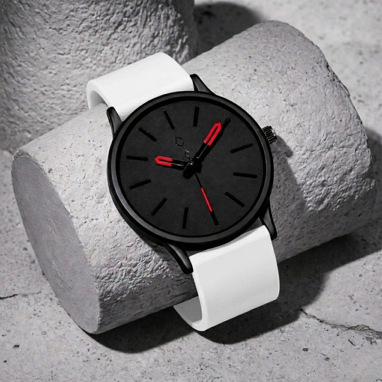 Image of SABHIX Black Dial Red Kata Analog Watch for Men With White Silicone Strap Analog Watch - For Men REWHI-S3