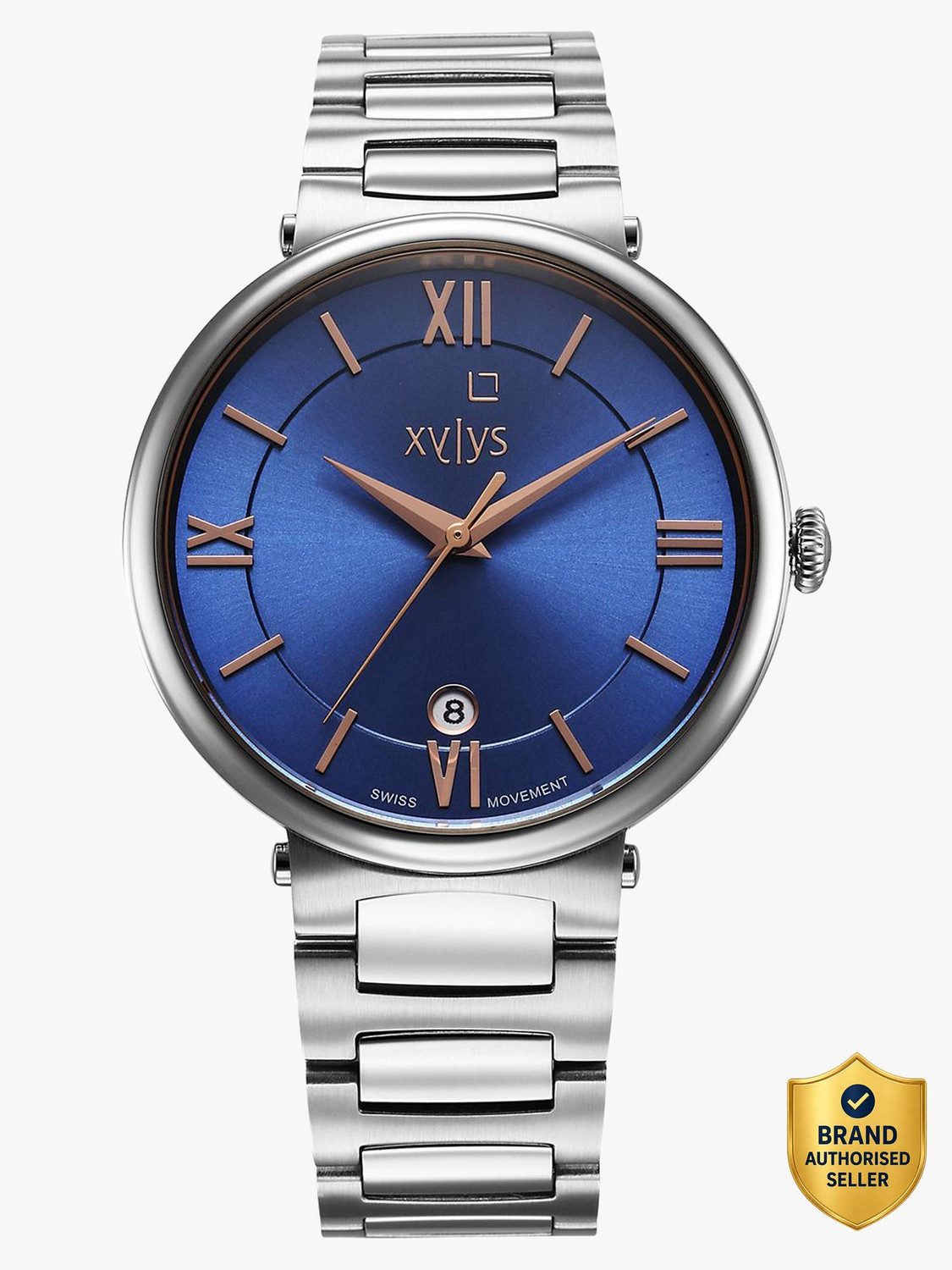 Image of XYLYS Xylys Quartz with Date Blue Dial Silver Stainless Steel Strap Analog Watch - For Men