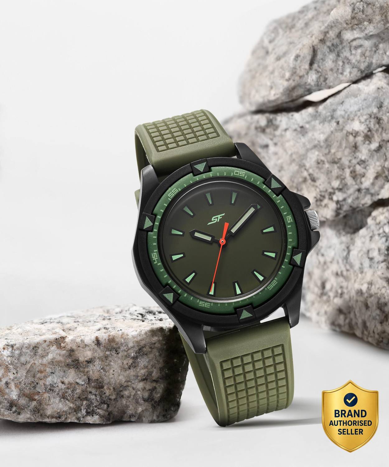 SONATA Sporty Green Dial Polyurethane Strap Analog Watch