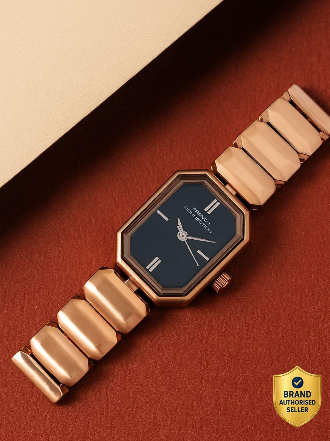 Image of French Connection Black Sunray Dial | Women's Rose Gold Analog Watch Analog Watch - For Women