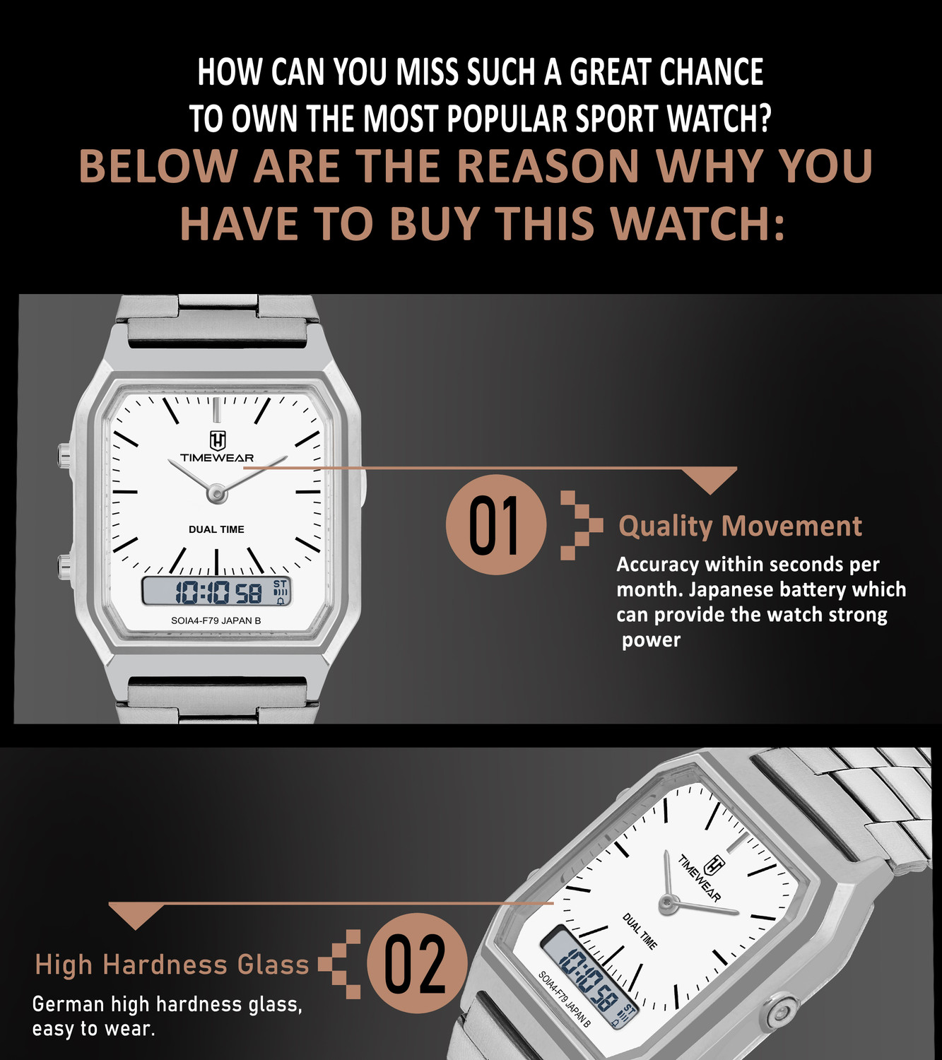 Image of TIMEWEAR TIMEWEAR5154STEELTW TIMEWEAR Vintage Dualtime, White Dial, Automatic Calendar, Alarm, Stopwatch Analog-Digital Watch - For Men & Women