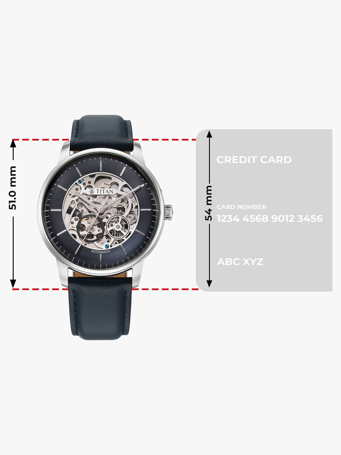 Titan Mechanical Automatic Midnight Blue Dial Blue Leather Strap - Image 4