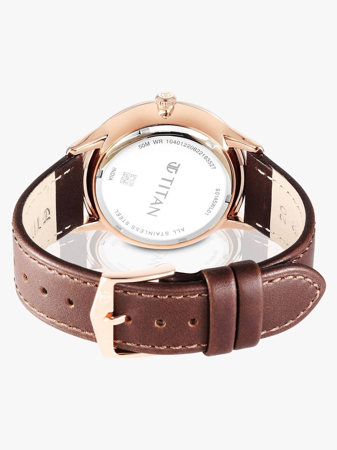 Titan World Time Black Dial Brown Leather Men's Watch - Image 5