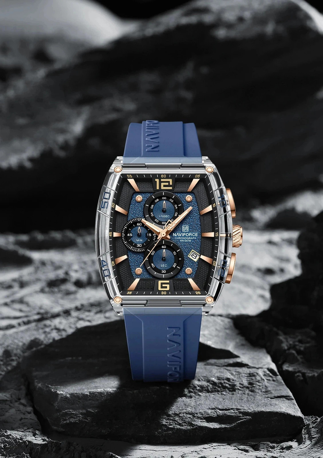 Image of NAVIFORCE Modern Sophistication Transparent Case With Functional Choronograph Dial Analog Watch - For Men